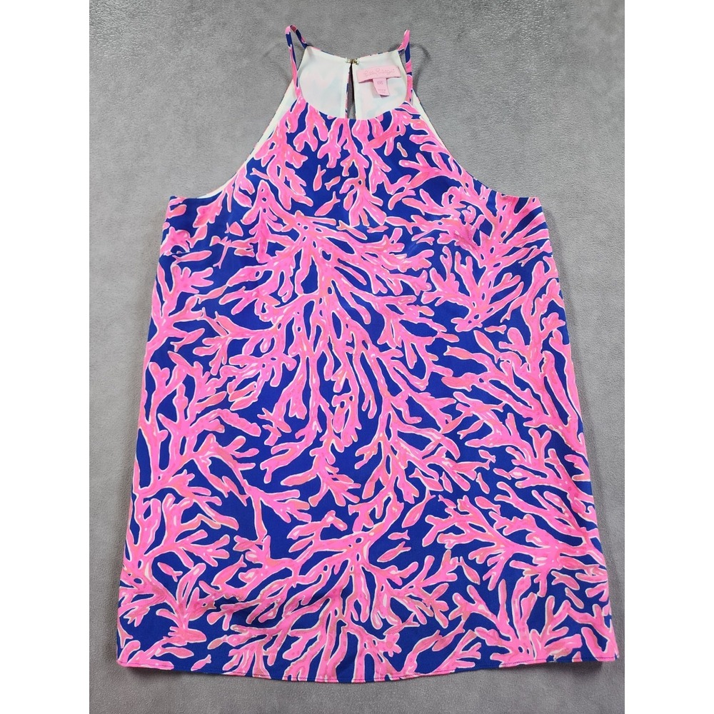 Lilly Pulitzer Did You Catch That Samba Tank Top Size 2XS Pink Blue 100% Silk